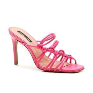 BCBGMAXAZRIA Allie Sandals Leather Fuschia Pink Square Toe Stiletto Heels 8.5M